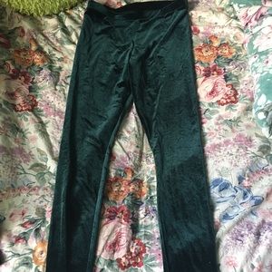 H&M Dark Green Velvet Leggings
